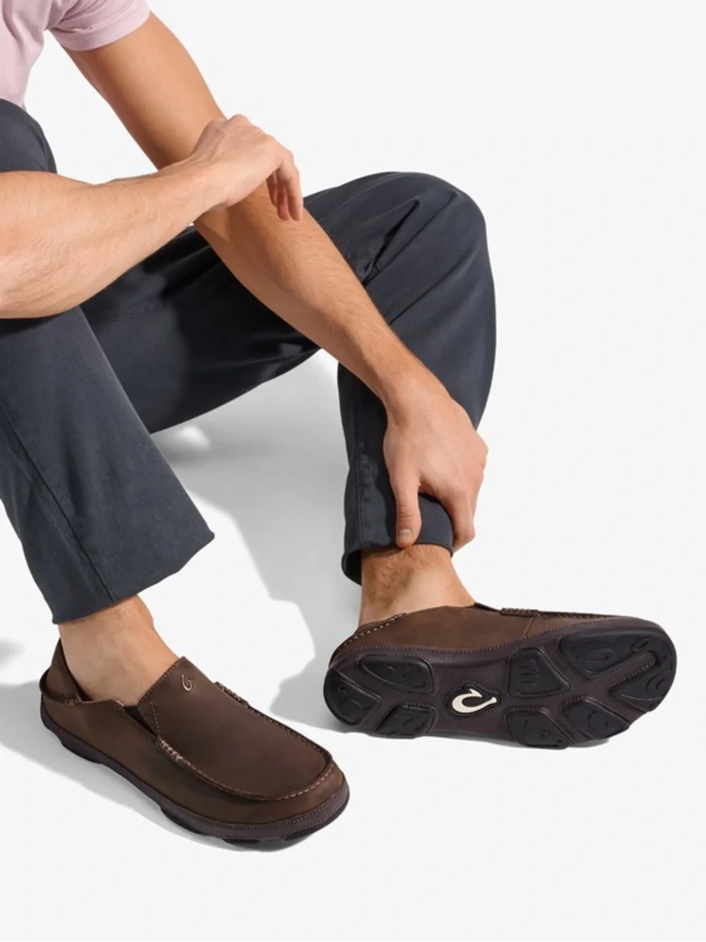 Olukai Moloā Men's Leather Slip-On Shoes